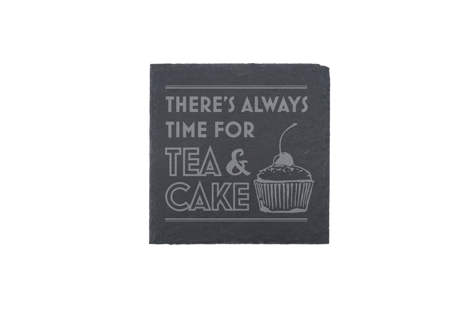 Set of 4 British Baker 'Time For Tea & Cake' Slate Coaster Square