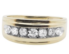 Men's 10K Yellow Gold One-Row Genuine Channel Diamond Wedding Band Ring 0.5CT
