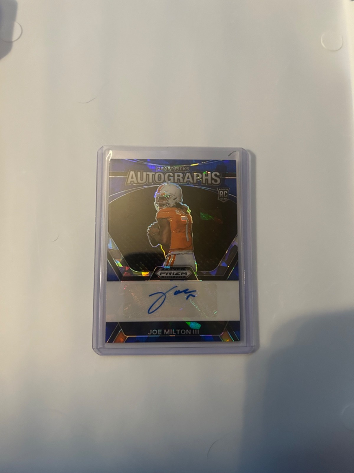 2024 Panini Prizm Draft Picks Joe Milton III Rookie RC Auto Blue Ice Prizm /75