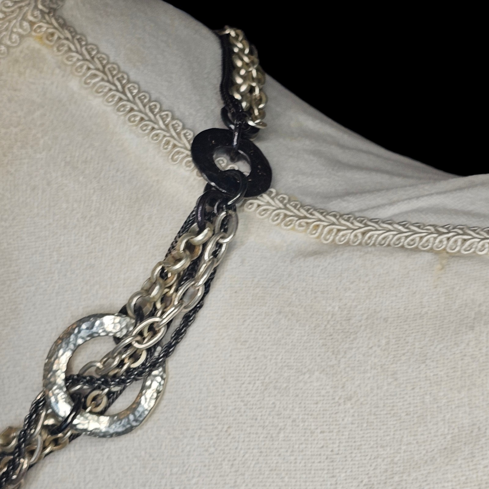 Chunky Statement Multi-strand Silver Black Chain … - image 3