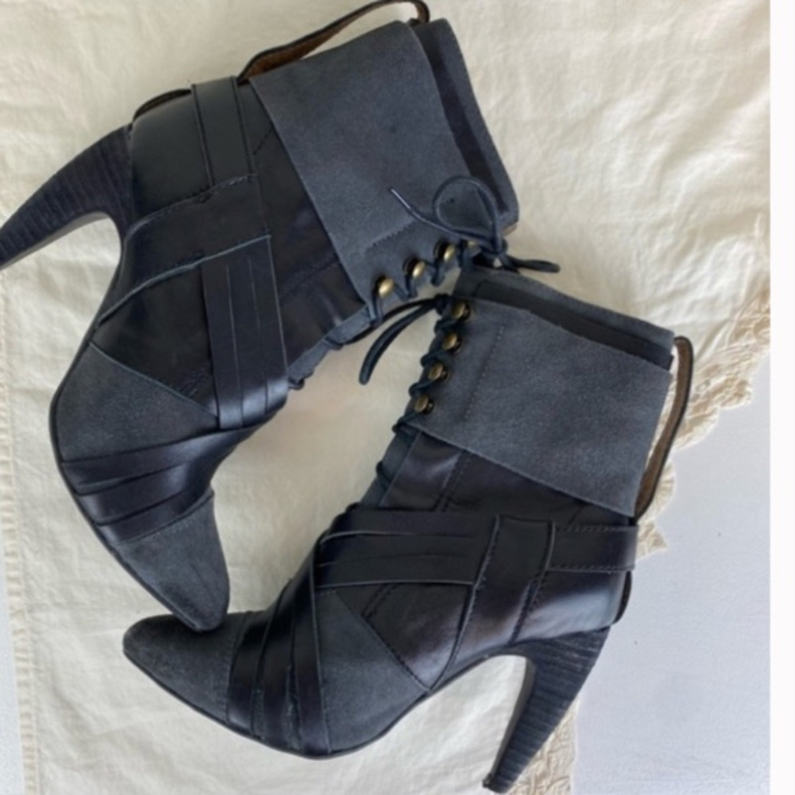RARE free people x Jeffrey Campbell Bray Heeled Boot Black Gray Victorian boho image 2