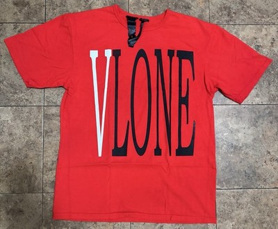 VLONE Red Graphic Logo Men's Cotton Jersey T-Shirt Crew Neck Size Large