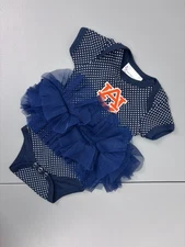 Two Feet Ahead baby Newborn girl Auburn navy dot tutu bodysuit football tigers