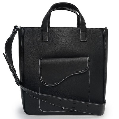 Christian Dior Saddle Shopper M Tote Leather Noir  Black 1ADSH175YKK