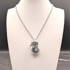 Vintage Silver Tone Snowman Pendant Necklace Holiday Winter Cute Charm