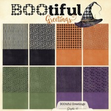 Graphic 45 - BOOtiful GREETINGS 8 Sheets 12x12 Patterns  Solids Paper Set