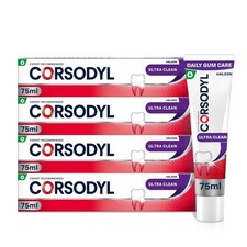 Corsodyl Toothpaste Multipack Ultra Clean, Daily Gum Care, 4x 75ml 50.97 per litre
