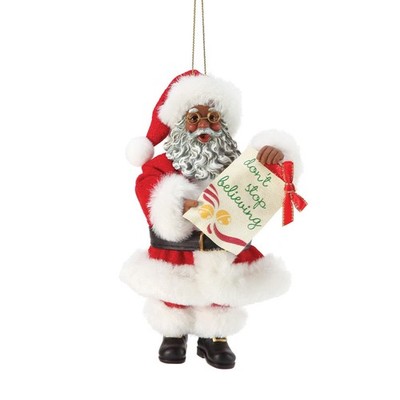African American Don't Stop Believing Santa Possible Dreams Hanging Ornament 600