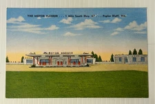 The Motor Harbor - HWY. 67  Poplar Bluff, Missouri Linen Postcard Unposted