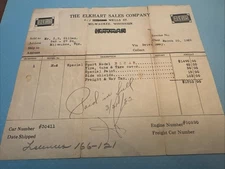 Vintage, Car sales receipt 1922 ELCAR -RARE, Elkhart Wisconsin, auto memorabilia
