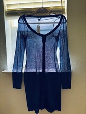 NASTY GAL  Blue Sheer Sweater Dress. Button front. NWT SZ S.