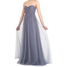 Jenny Yoo Women’s Size 6 Gray Tulle Annabelle Convertible Strapless Long Dress