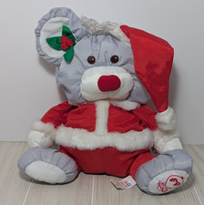 Fisher-Price Christmas Puffalump gray 1988 vintage plush mouse Santa Suit 8029