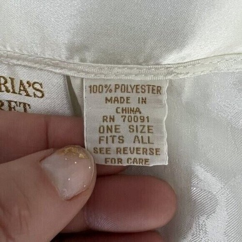 Vintage Victoria’s Secret Gold Label Robe OS L White Satin Jacquard Print - Picture 3 of 7