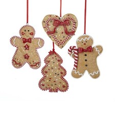 Christmas Ornaments Set, Gingerbread Ornament 4 Designs, 4 Pack 