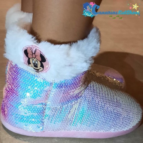 💜 Zapatillas de estar casa tipo bota MINNIE MOUSE Disney Botitas Pantuflas | eBay