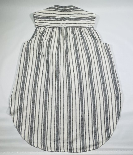 Lucky Brand Women’s Size Large White Gray Striped Sleeveless Round Neck Top - Picture 5 of 7