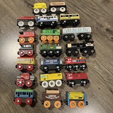 20 Pc Lot Maxim Enterprise Orbrium Wooden Engine Train Car Lot