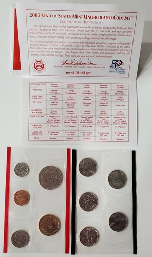 2003 Denver Mint And Philadelphia Mint Uncirculated Coin Sets - 20 Coins - Picture 4 of 5