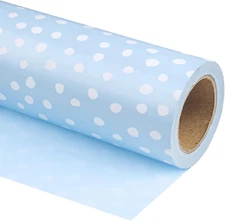 WRAPAHOLIC Reversible Wrapping Paper - Mini Roll - 17 Inch X 33 Feet - Light Blu