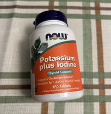 Now Foods Potassium Plus Iodine, 180 Tablets Gift 1 Sample