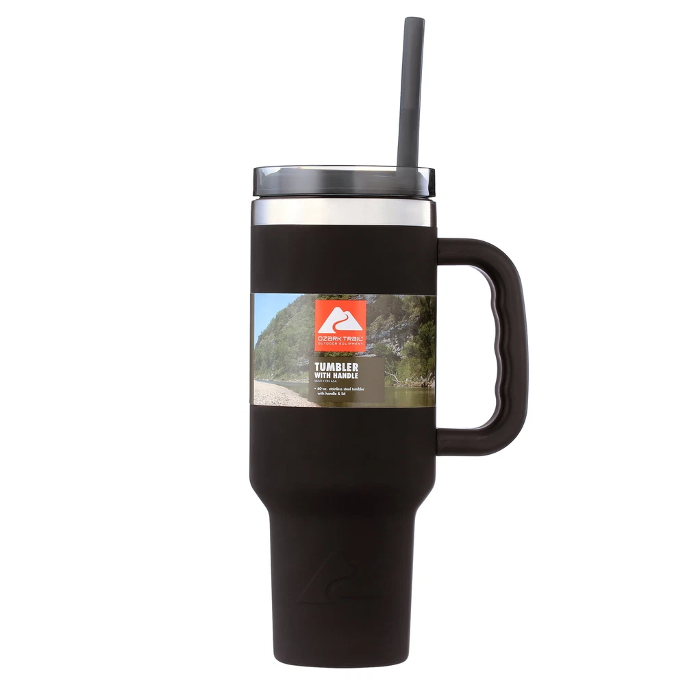 Tumbler Vacuum Insulated Stainless Steel Tumbler with Handle Black 40 Oz