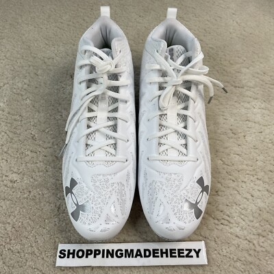 [US 14] UNDER ARMOUR UA SPOTLIGHT 4D Foam Football Cleats Shoes White Silver Size 14 - Under Armour Spotlight 4D Foam White Metallic  main image 3