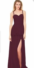 Bill Levkoff Wine Maroon Long Bridesmaid Dress Size 4