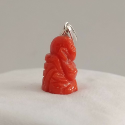 Natural red coral BUDDHA sterling silver Charm Pendant - Picture 6 of 9
