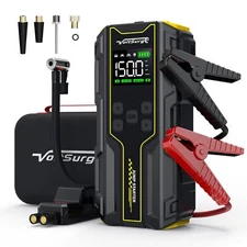 Car Jump Starter with Air Compressor VoltSurge 6000A Peak 12V Battery Jumper ...