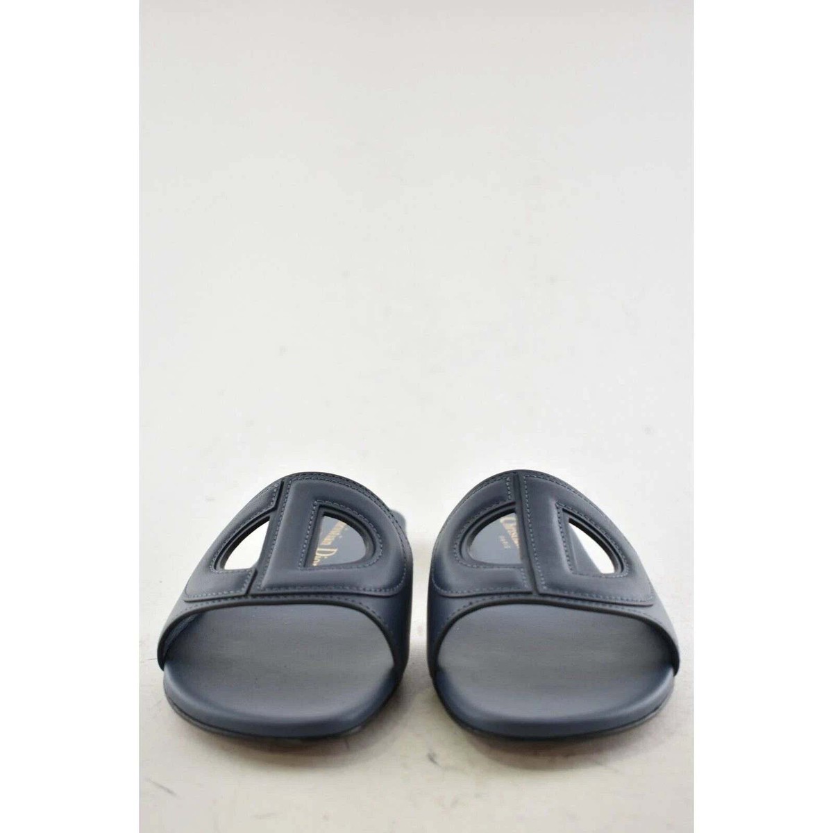 Christian Dior Dway D-Club Blue Leather CD Club Logo Slide Mule