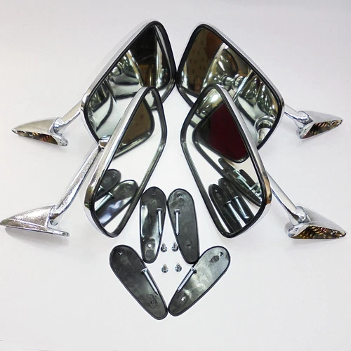 2 Pairs Ford F-100 Ranger 1967-72 Black Rim Chrome Door Fender Side View Mirrors