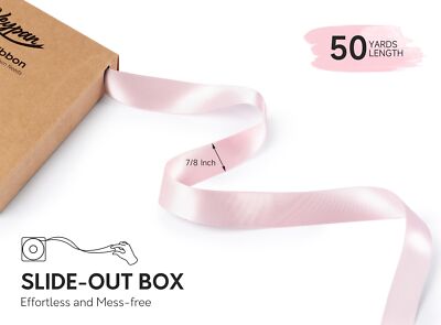 Satin Ribbon Light Pink 7/8 Inch x 50 Yards Double-Faced