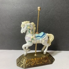 Carousel Horse Figurine Porcelain Brass