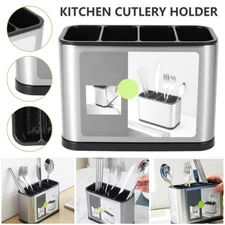 Kitchen Cutlery Holder Spoon Fork Utensils Storage Rack Drainer Multi-function^`