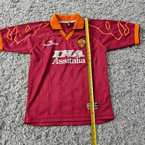 AS Roma 1999 Home Shirt Classic Football Shirt Claret Diadora Rare Original - Picture 11 of 19