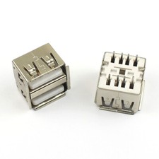 5Pcs New Dual USB 2.0 Female Type A 8P 8 Pin PCB Connector 180 Degree DIY