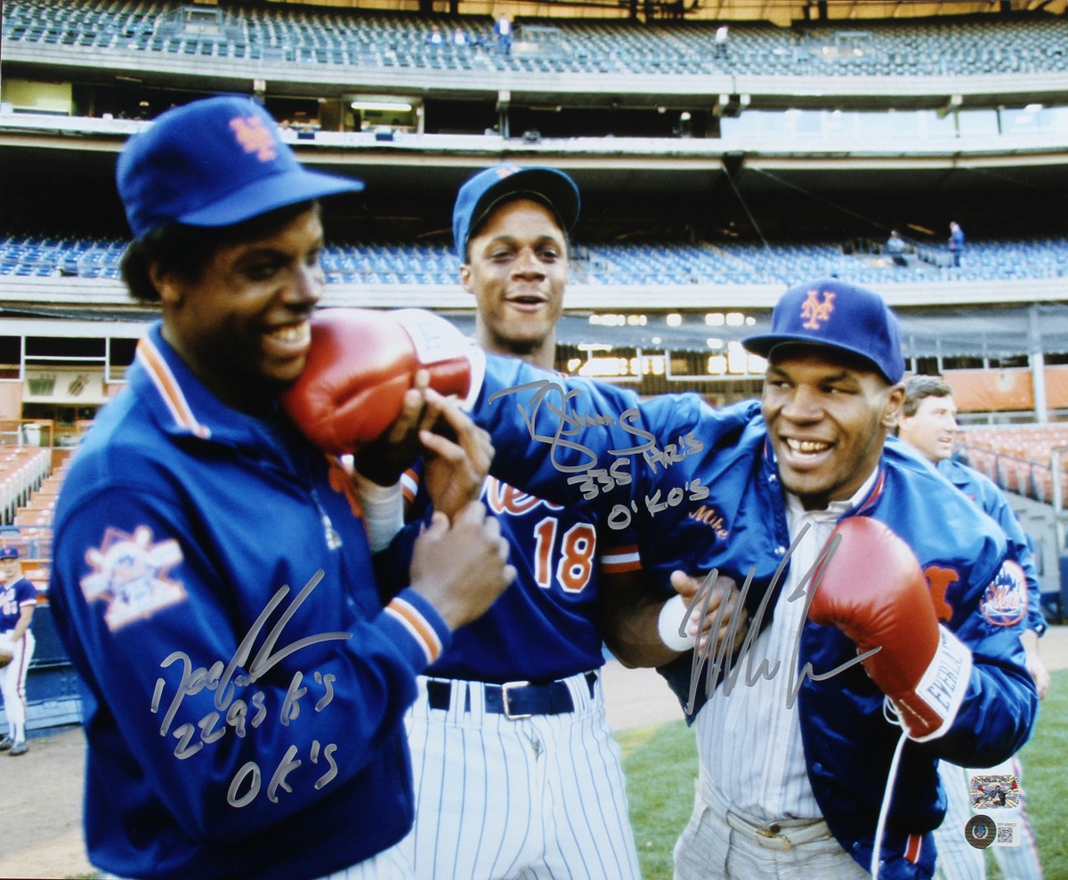 訳あり 未開封 レア TYSON DOLL タイソン ビリー ベースボール 野球 Mike Tyson, Doc Gooden & Daryl Strawberry Authentic Signed 16x20