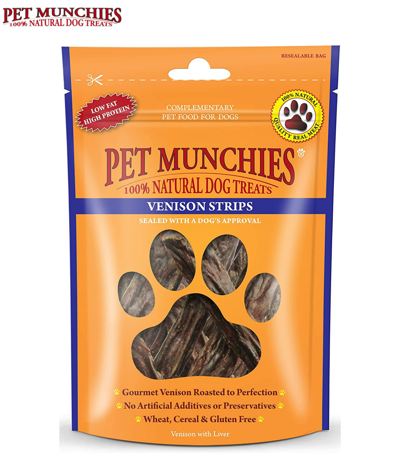 PET MUNCHIES VENISON STRIPS PREMIUM DOG PUPPY TREATS NATURAL MEAT CHEWS 75G