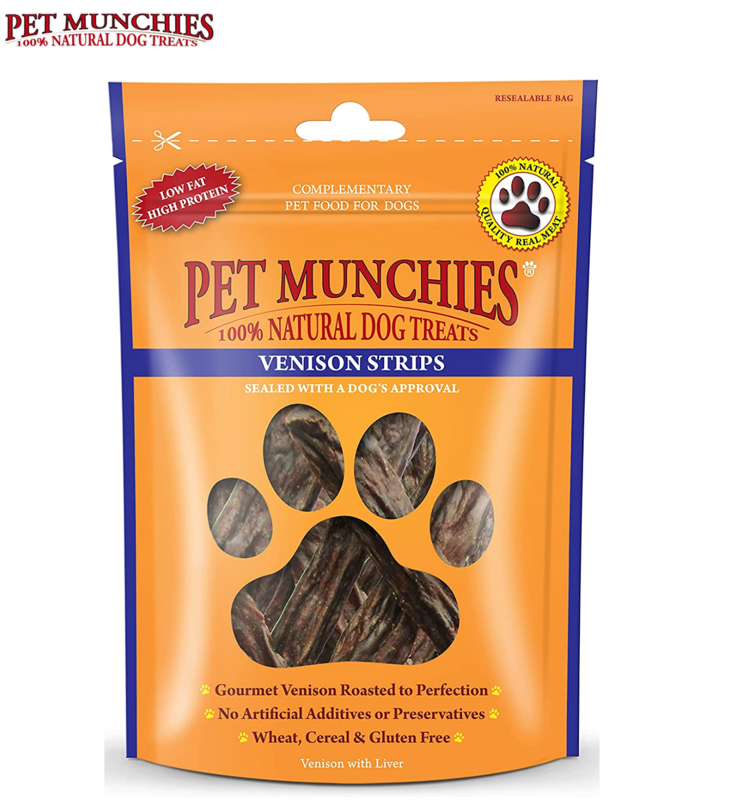 PET MUNCHIES VENISON STRIPS PREMIUM DOG PUPPY TREATS NATURAL MEAT CHEWS 75G