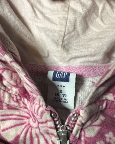 Preowned- Gap Kids Floral Full Zip Hoodie Girls (Size S/6-7) - Picture 2 of 6