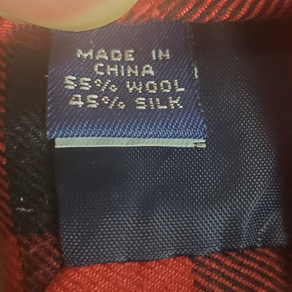 63 pulgadas Lands' End lona 1963 corbata a cuadros flaca roja 55 % mezcla Woo1 45 % mezcla seda Foto 3 de 3
