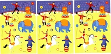 3 Sheets Circus BIG TOP Scrapbook Stickers Elephant Lion Dancing Bear