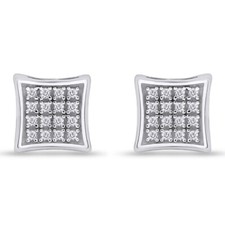 1/7ct Natural Round Diamond Kite Stud Earrings For Unisex 925 Sterling Silver