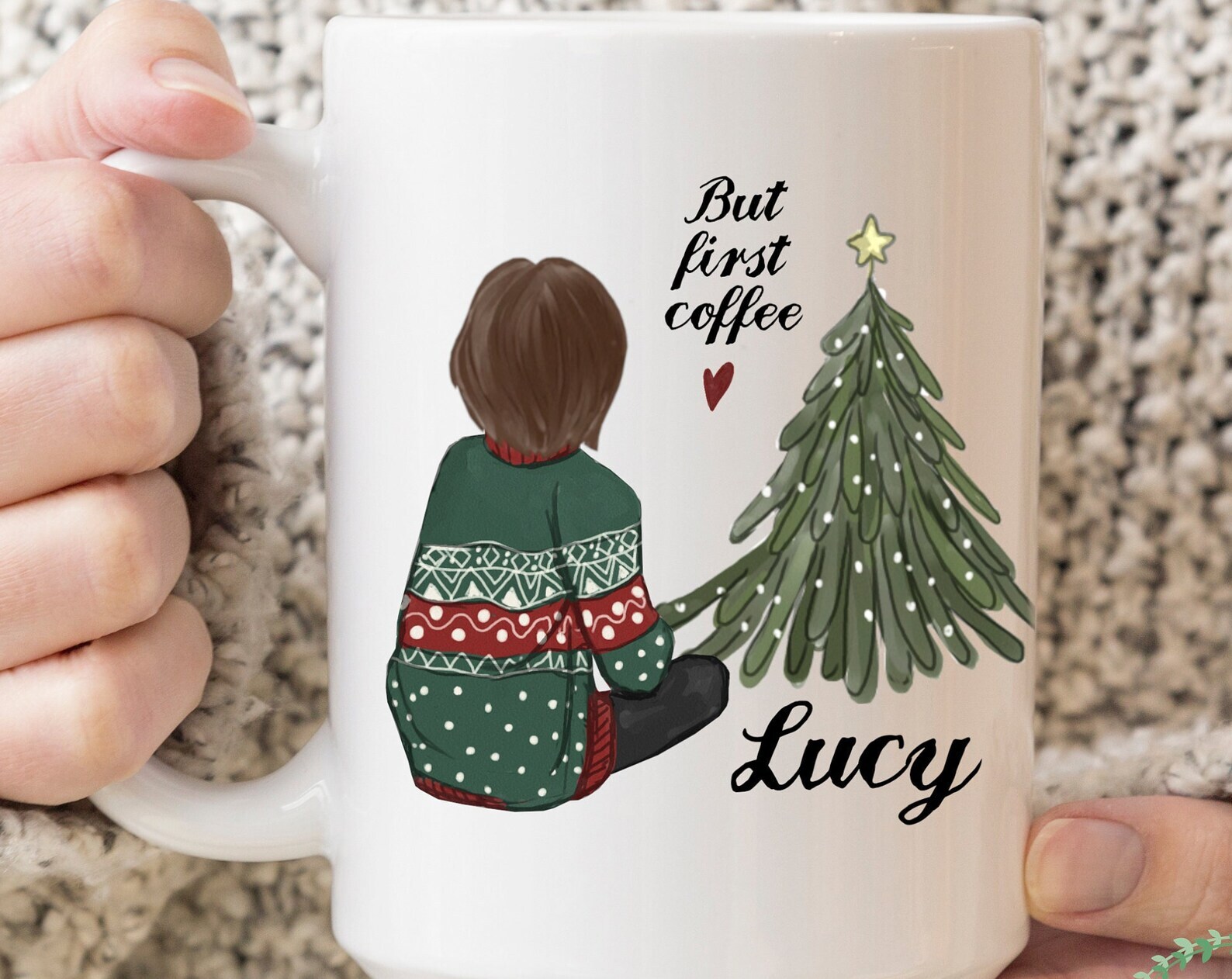 Custom Christmas Hair Color Mug Personalized Coffee Cup Gift for Sister  