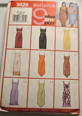 Butterick 3020 Misses/Petite Dresses 9 Styles Size 8 10 12 Sewing Pattern UNCUT