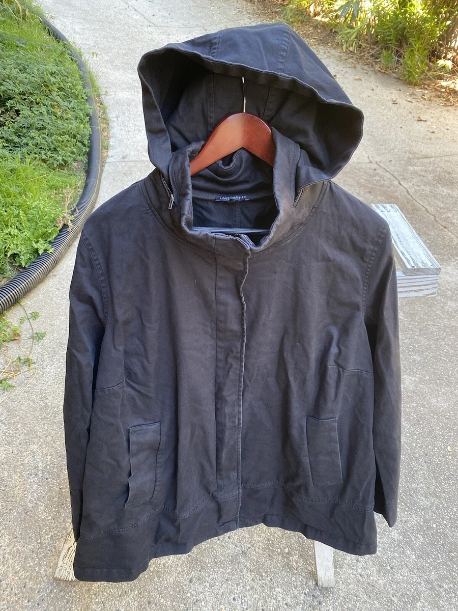 eileen fisher hooded raincoat