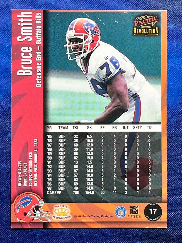 1998 Pacific Revolution Football #17 Bruce Smith Buffalo Bills - Image 2 of 2