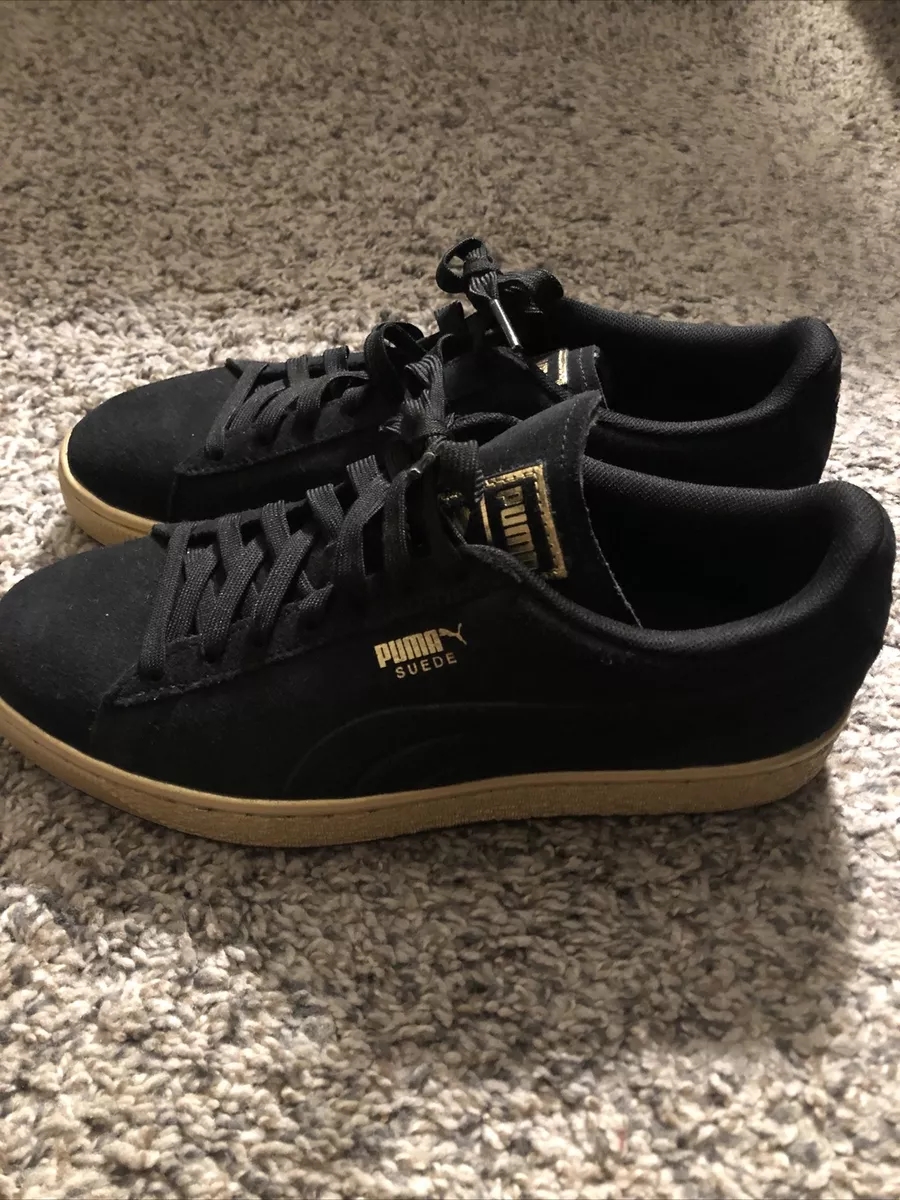 Puma Shoes Mens 7C Black Gold Suede Lace Up Low Top Fashion Sneaker 02 eBay