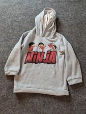 Ryan's World Ninja Hoodie Boys Size 7 Gray Fleece Pullover Shadow Warrior